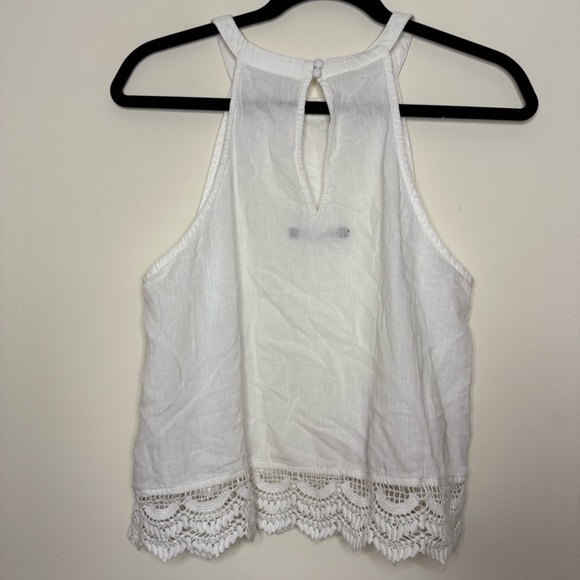A+F Boho 100% Cotton Flowy White Swing Lace Halter Style Cropped Tank Top - Picture 6 of 8